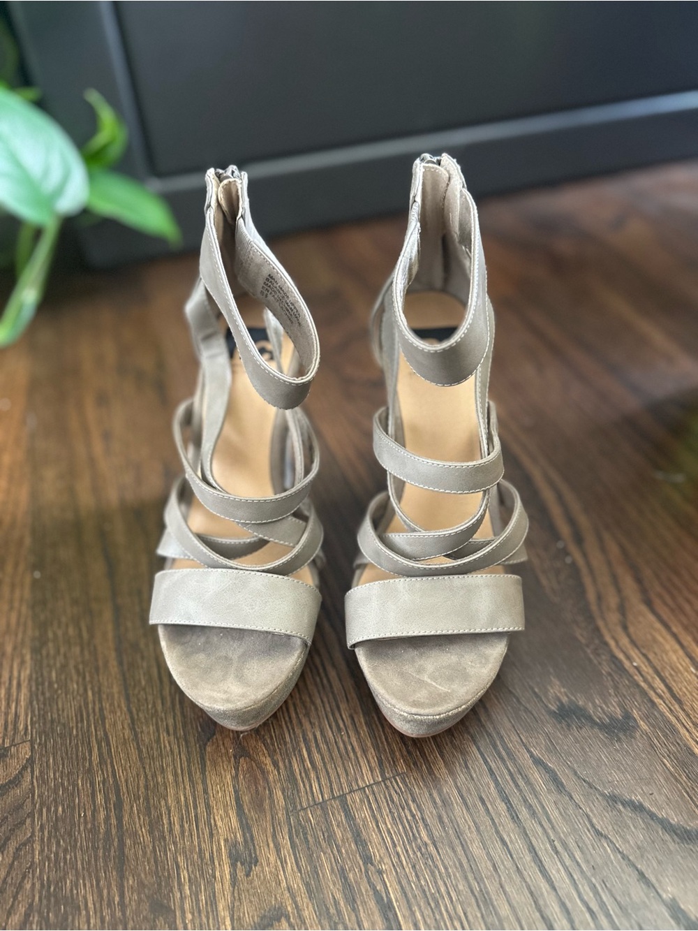 BC Footwear Taupe Strappy High Heel Sandals